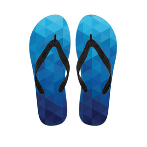 Blue Geometric Triangle Pattern Print Flip Flops