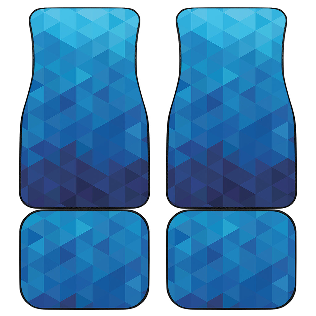 Blue Geometric Triangle Pattern Print Front and Back Car Floor Mats