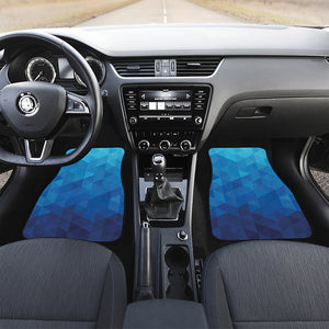 Blue Geometric Triangle Pattern Print Front and Back Car Floor Mats