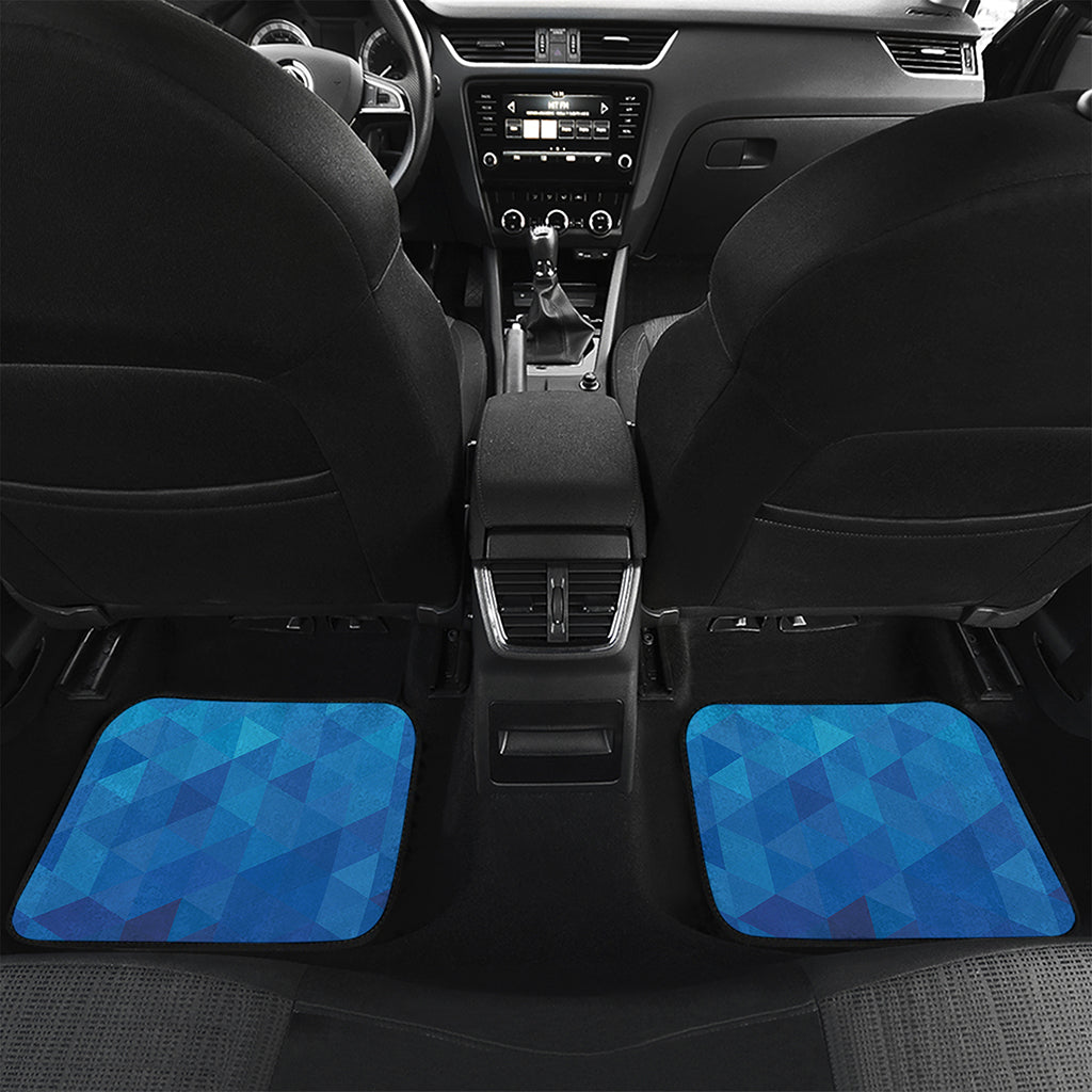 Blue Geometric Triangle Pattern Print Front and Back Car Floor Mats