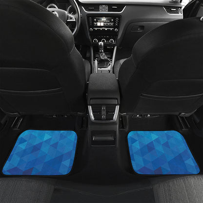 Blue Geometric Triangle Pattern Print Front and Back Car Floor Mats