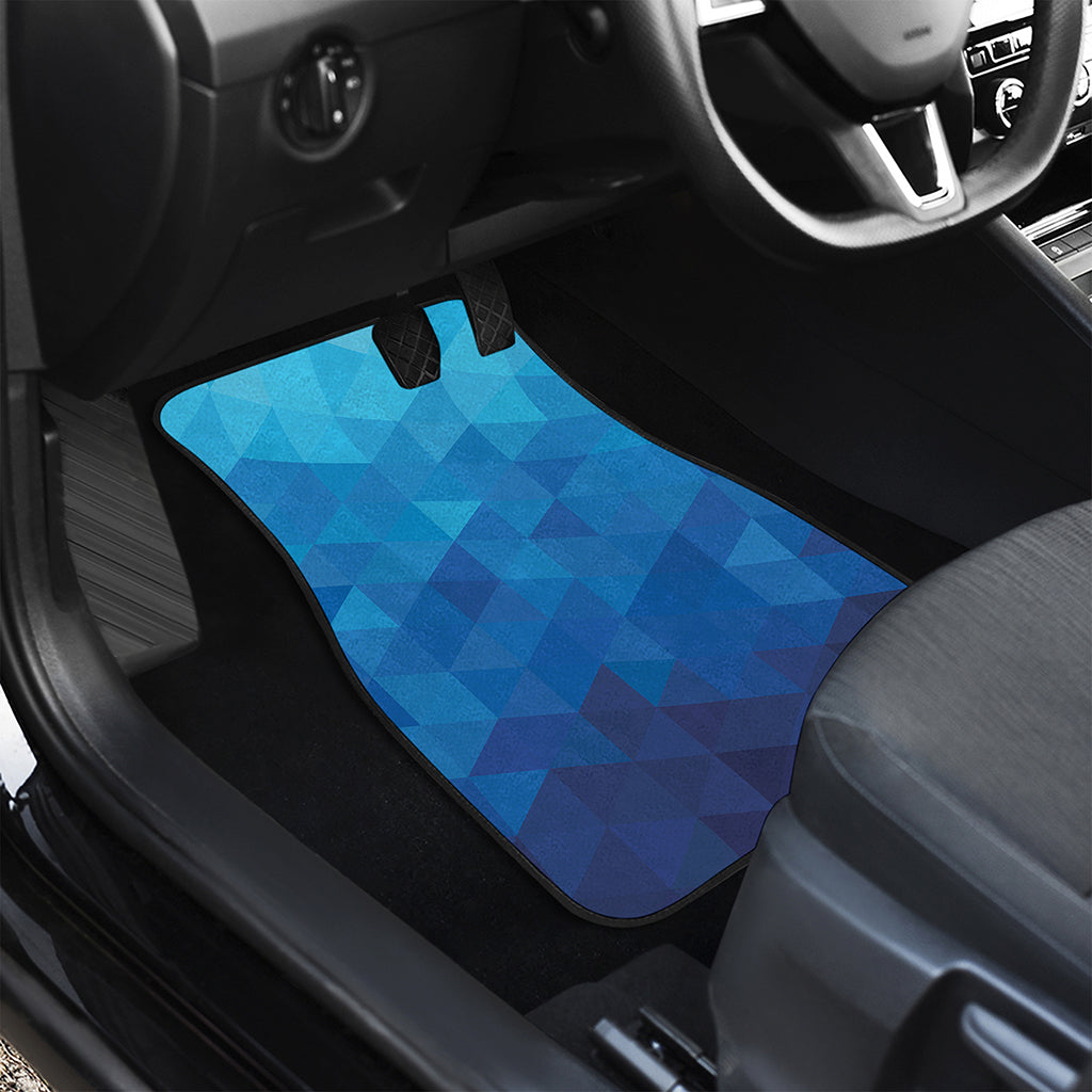Blue Geometric Triangle Pattern Print Front and Back Car Floor Mats