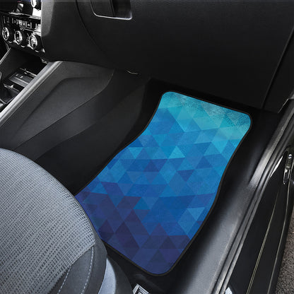 Blue Geometric Triangle Pattern Print Front and Back Car Floor Mats