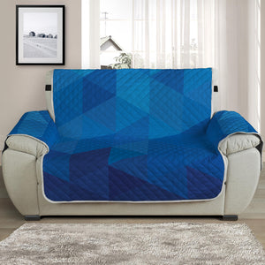 Blue Geometric Triangle Pattern Print Half Sofa Protector