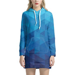 Blue Geometric Triangle Pattern Print Hoodie Dress