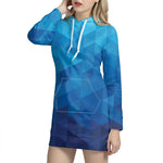 Blue Geometric Triangle Pattern Print Hoodie Dress