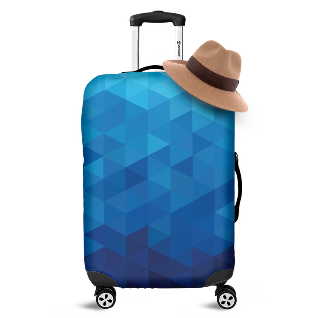 Blue Geometric Triangle Pattern Print Luggage Cover