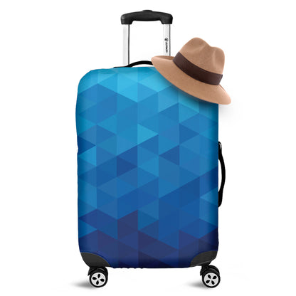 Blue Geometric Triangle Pattern Print Luggage Cover