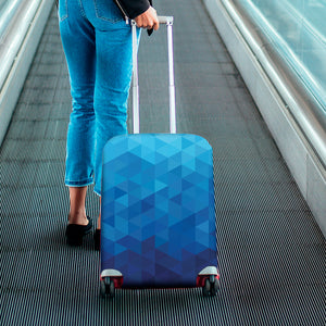 Blue Geometric Triangle Pattern Print Luggage Cover