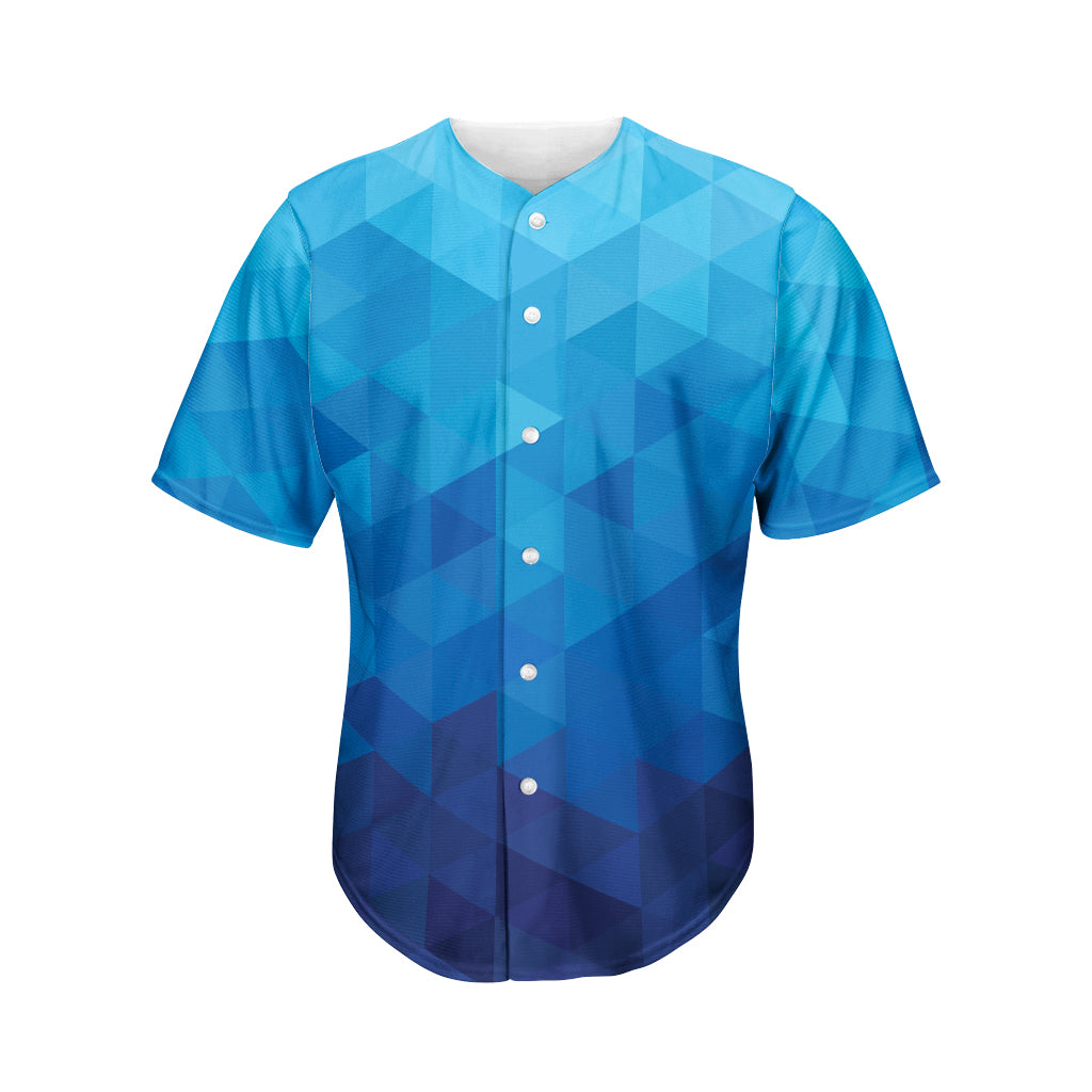 Blue Geometric Triangle Pattern Print Men's Baseball Jersey