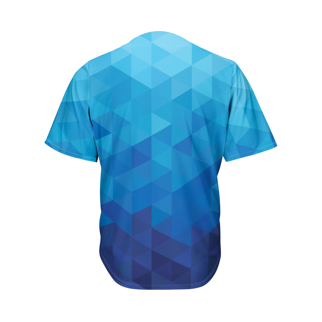 Blue Geometric Triangle Pattern Print Men's Baseball Jersey