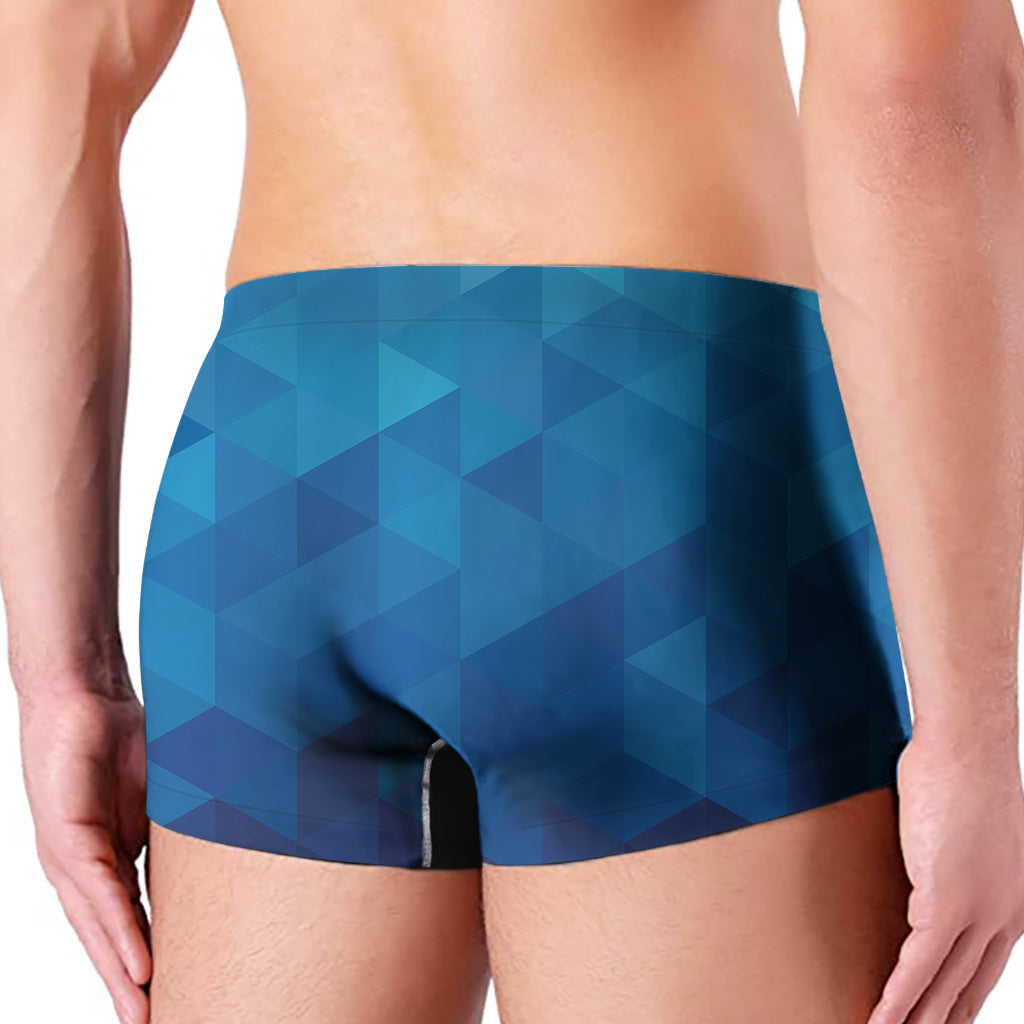 Blue Geometric Triangle Pattern Print Men's Boxer Briefs