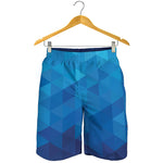 Blue Geometric Triangle Pattern Print Men's Shorts