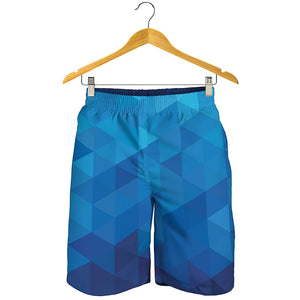 Blue Geometric Triangle Pattern Print Men's Shorts