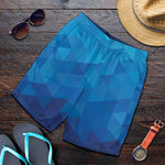 Blue Geometric Triangle Pattern Print Men's Shorts