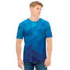 Blue Geometric Triangle Pattern Print Men's T-Shirt