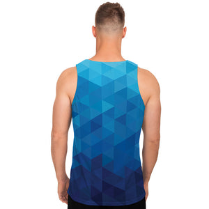 Blue Geometric Triangle Pattern Print Men's Tank Top