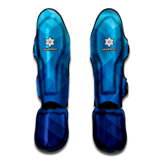 Blue Geometric Triangle Pattern Print Muay Thai Shin Guard