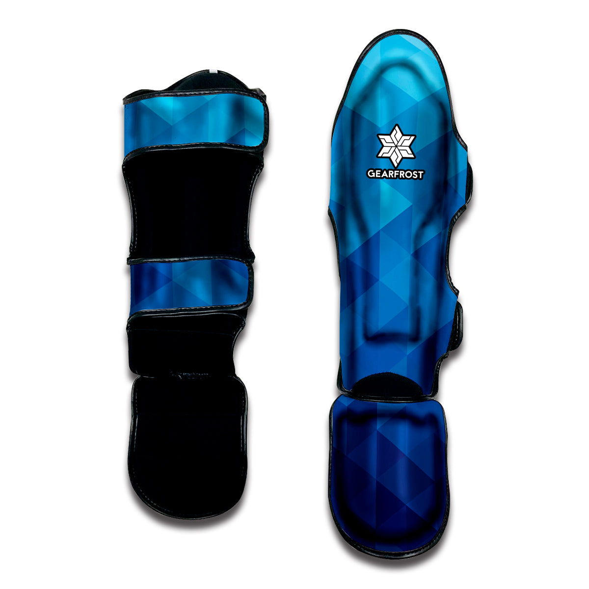 Blue Geometric Triangle Pattern Print Muay Thai Shin Guard