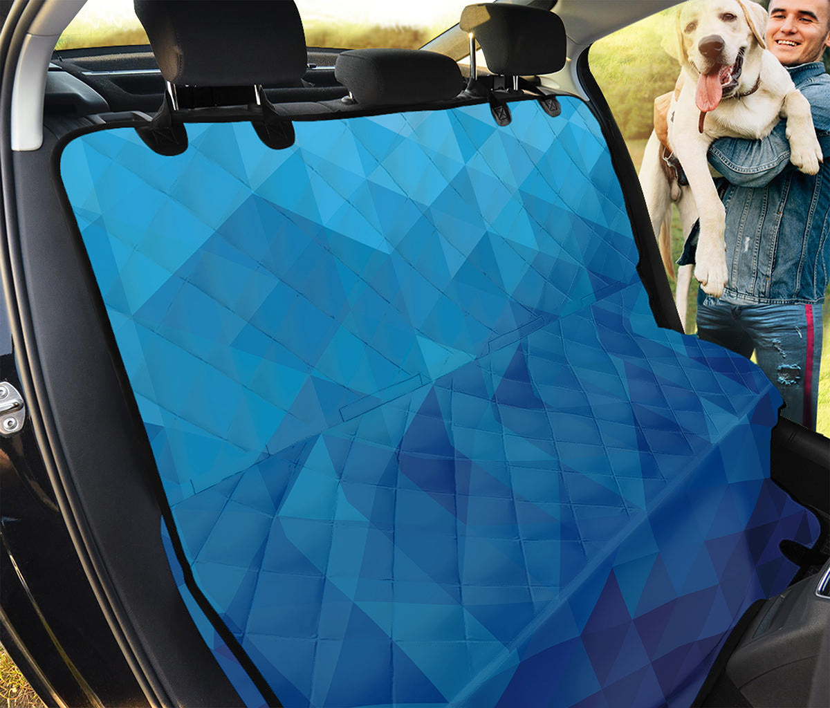 Blue Geometric Triangle Pattern Print Pet Car Back Seat Cover