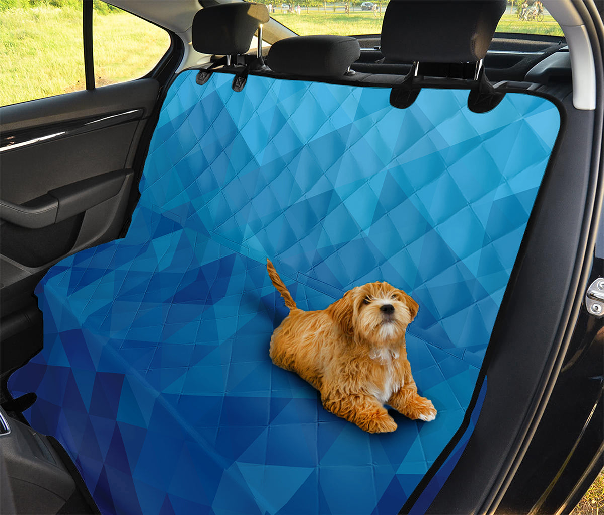 Blue Geometric Triangle Pattern Print Pet Car Back Seat Cover