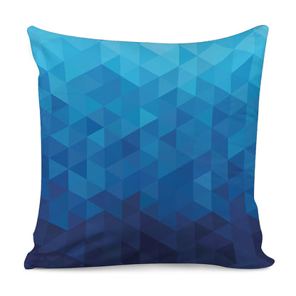Blue Geometric Triangle Pattern Print Pillow Cover