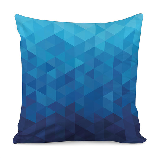Blue Geometric Triangle Pattern Print Pillow Cover
