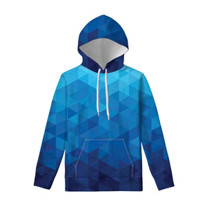 Blue Geometric Triangle Pattern Print Pullover Hoodie