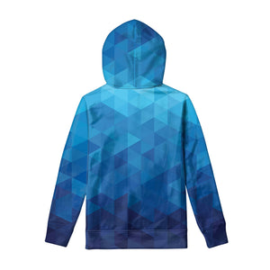 Blue Geometric Triangle Pattern Print Pullover Hoodie