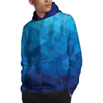 Blue Geometric Triangle Pattern Print Pullover Hoodie