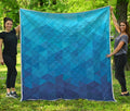 Blue Geometric Triangle Pattern Print Quilt