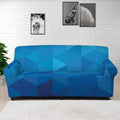 Blue Geometric Triangle Pattern Print Sofa Cover