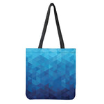 Blue Geometric Triangle Pattern Print Tote Bag