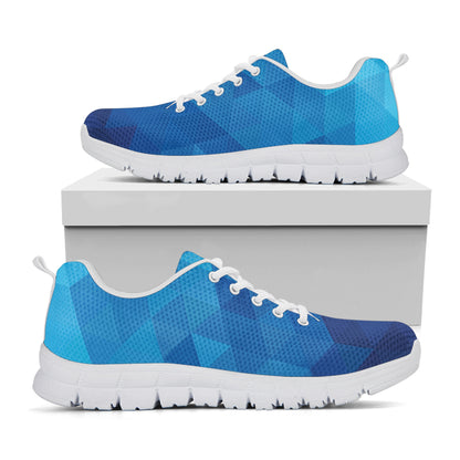 Blue Geometric Triangle Pattern Print White Sneakers