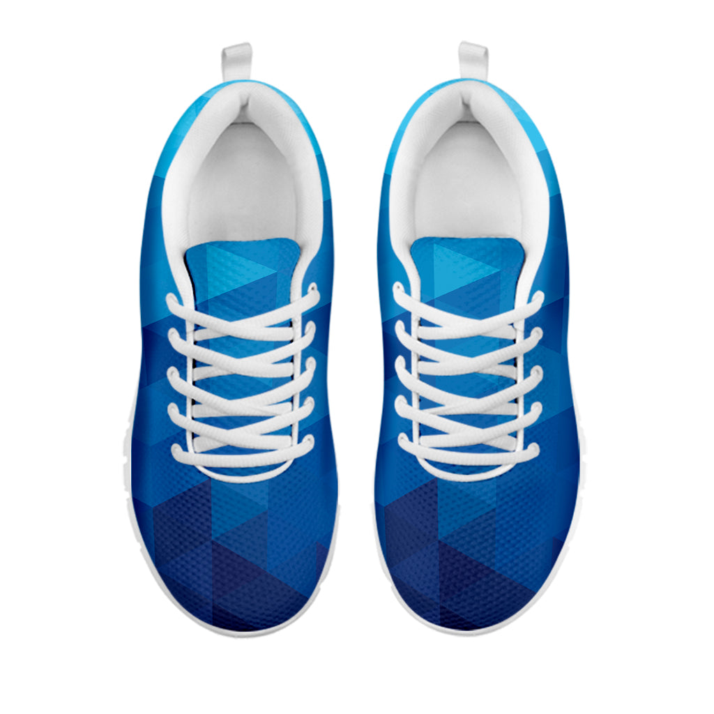 Blue Geometric Triangle Pattern Print White Sneakers