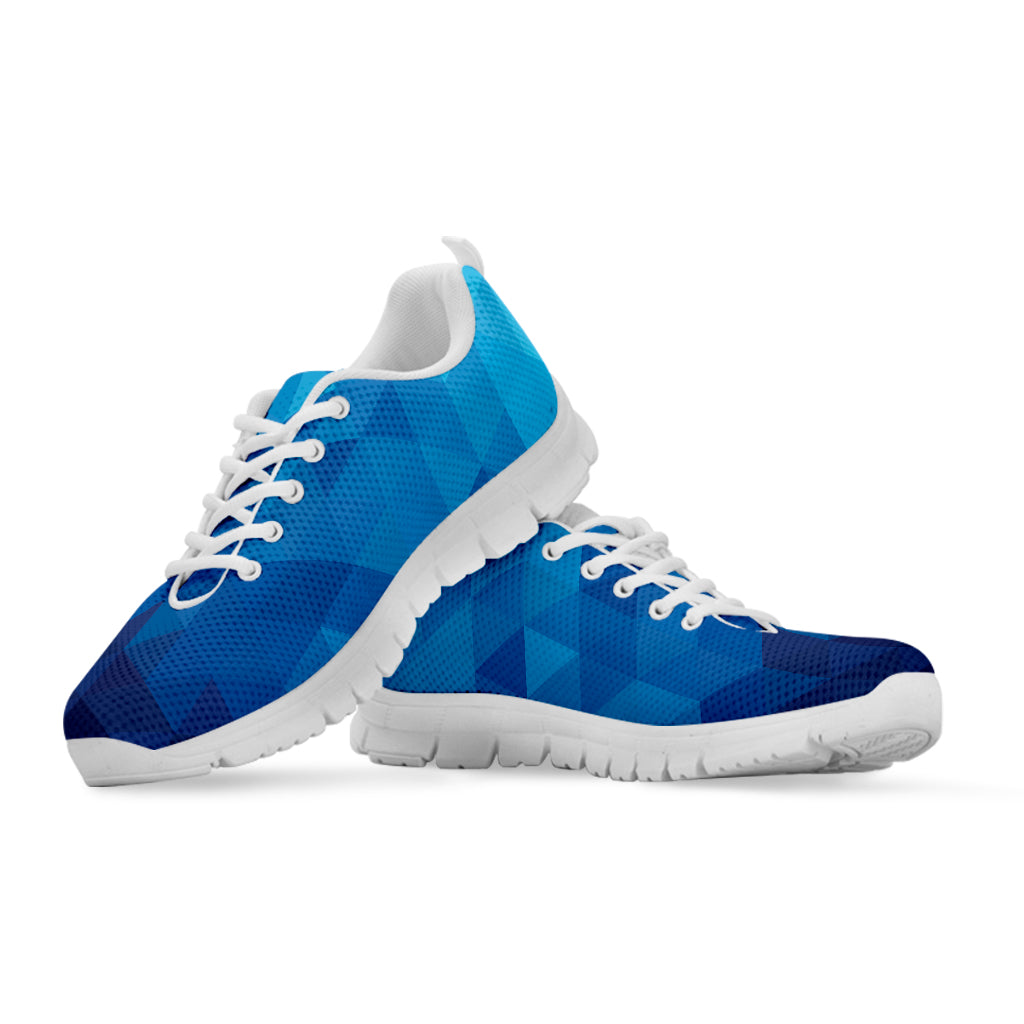 Blue Geometric Triangle Pattern Print White Sneakers