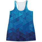 Blue Geometric Triangle Pattern Print Women's Racerback Tank Top
