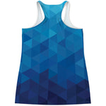 Blue Geometric Triangle Pattern Print Women's Racerback Tank Top