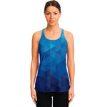 Blue Geometric Triangle Pattern Print Women's Racerback Tank Top