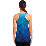 Blue Geometric Triangle Pattern Print Women's Racerback Tank Top