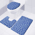 Blue Giraffe Print 3 Piece Bath Mat Set