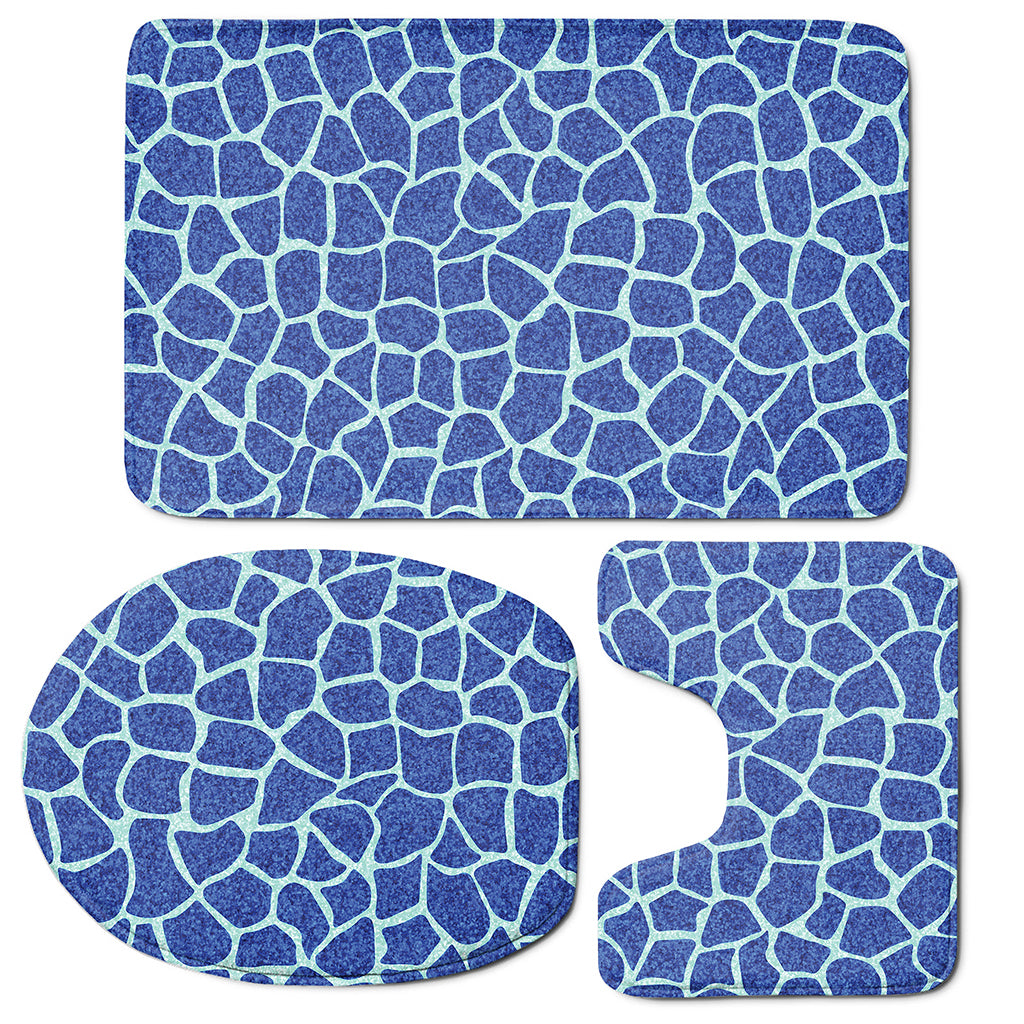 Blue Giraffe Print 3 Piece Bath Mat Set