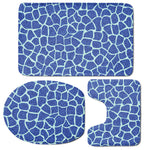 Blue Giraffe Print 3 Piece Bath Mat Set