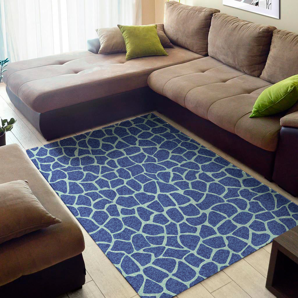 Blue Giraffe Print Area Rug