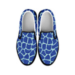 Blue Giraffe Print Black Slip On Shoes