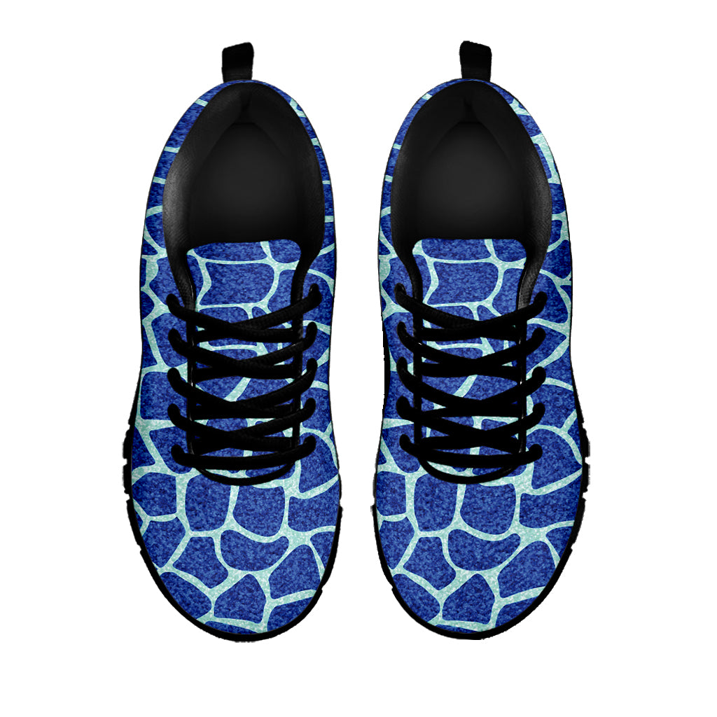 Blue Giraffe Print Black Sneakers