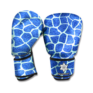 Blue Giraffe Print Boxing Gloves