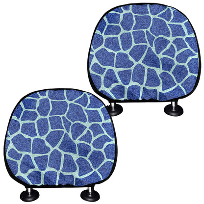 Blue Giraffe Print Car Headrest Covers
