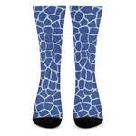 Blue Giraffe Print Crew Socks