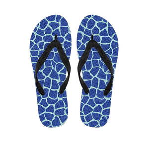 Blue Giraffe Print Flip Flops